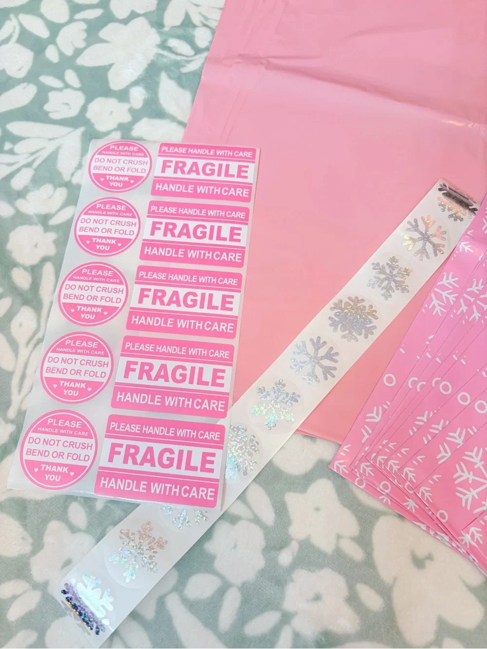 85 Piece Pink Snowflake Shipping Supply Bundle ❄️✨